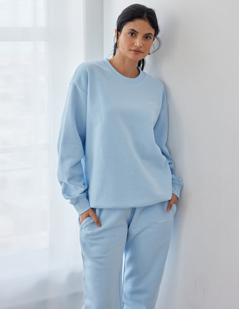 Light blue sweatshirt online and sweatpants