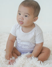 Child of God Purple Onesie Christian Baby Clothing