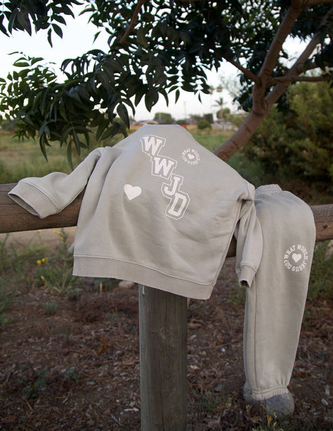 WWJD Varsity Kids Crewneck | Christian Clothing | Elevated Faith