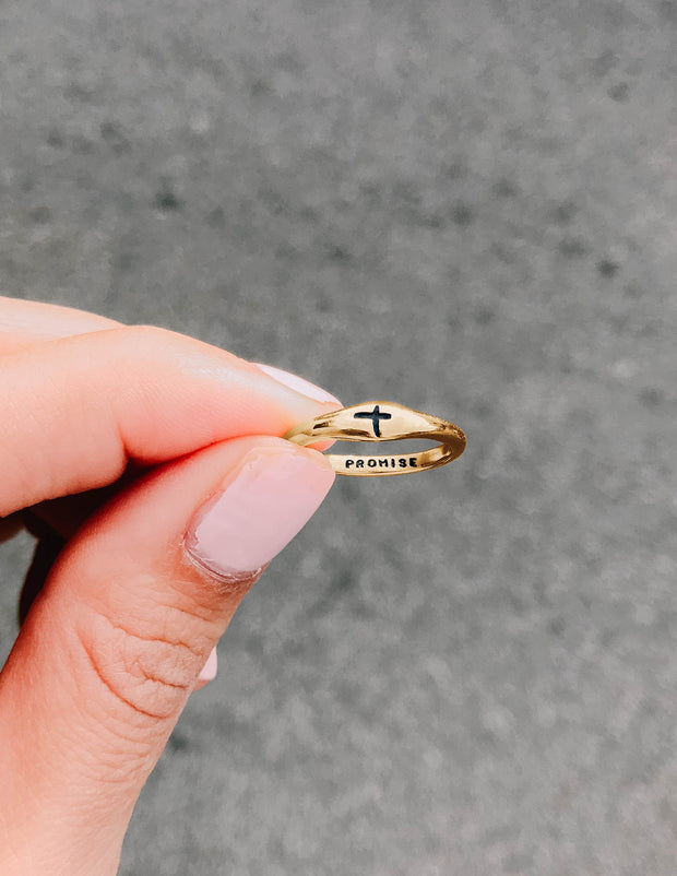 Elevated Faith Gold Promise Ring Christian Ring
