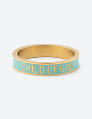 Elevated Faith Mint Enamel Child of God Ring Christian Ring