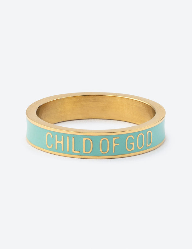 Elevated Faith Mint Enamel Child of God Ring Christian Ring