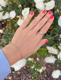 Lilac Enamel Cross Ring Everlight Link Bracelet Christian Gem Jewelry