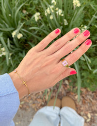 Lilac Enamel Cross Ring Everlight Link Bracelet Christian Gem Jewelry