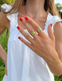 Matcha Green Enamel Cross Ring Christian Jewelry