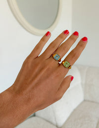 Matcha Green Enamel Cross Ring Christian Jewelry