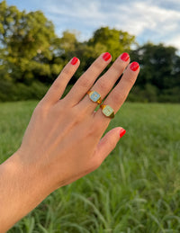 Sky Blue Enamel Cross Ring Christian Jewelry