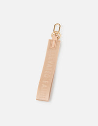 Beige Oversized Logo Keychain Christian Accessories