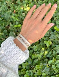 Beige WWJD Embroidered Bracelet Wristband Christian Jewelry