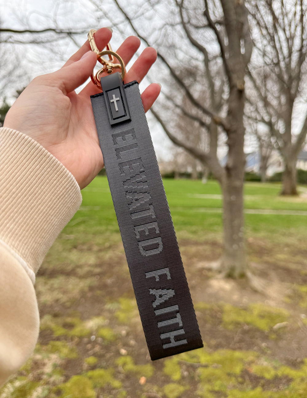 Black Oversized Logo Keychain | Elevated Faith