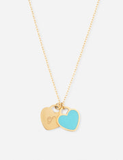 Blue Enamel Heart Logo Necklace Christian Jewelry