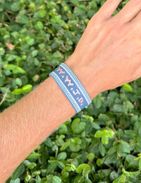 Blue WWJD Embroidered Bracelet Wristband Christian Jewelry