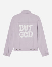 But God Cropped Denim Jacket Christian Outerwear