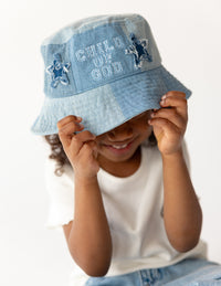 Child of God Denim Kids Bucket Hat Christian Children's Accessories