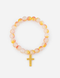 Cross Charm Stone Bracelet Christian Jewelry
