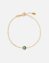 Emerald Agape Cross Link Bracelet Christian Jewelry