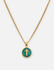 Emerald Agape Cross Pendant Necklace Christian Jewelry