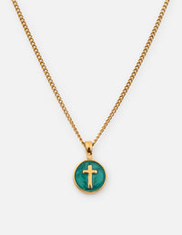 Emerald Agape Cross Pendant Necklace Christian Jewelry
