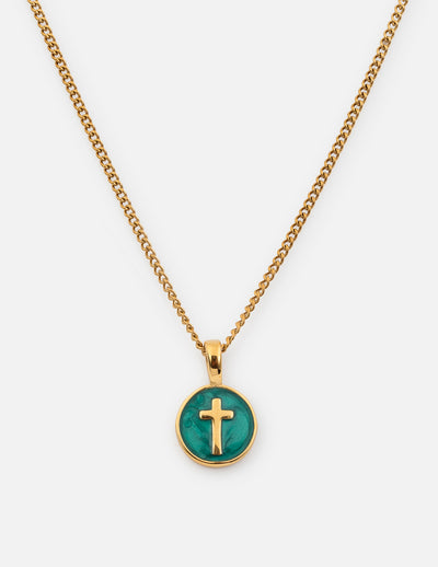 Emerald Agape Cross Pendant Necklace Christian Jewelry