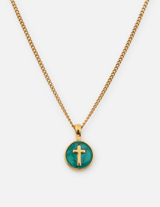 Emerald Agape Cross Pendant Necklace Christian Jewelry