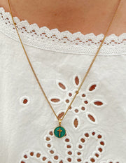 Emerald Agape Cross Pendant Necklace Christian Jewelry