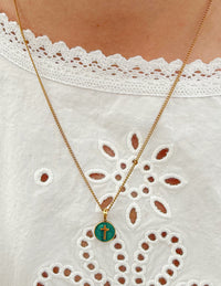 Emerald Agape Cross Pendant Necklace Christian Jewelry