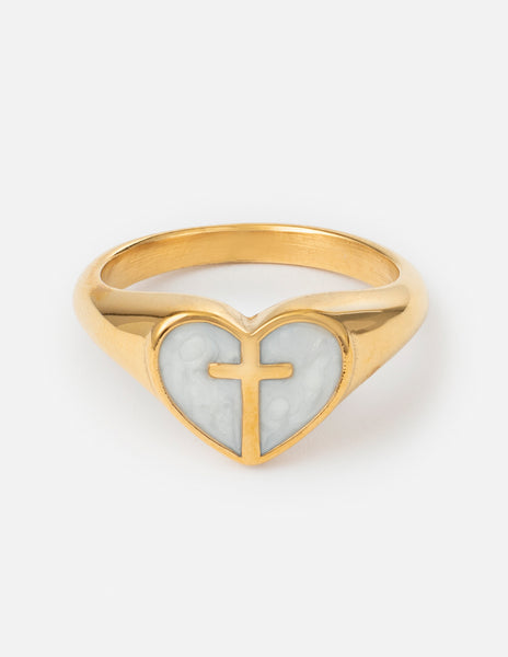 Enamel Heart Cross Ring | Christian Rings | Jewelry | Elevated Faith