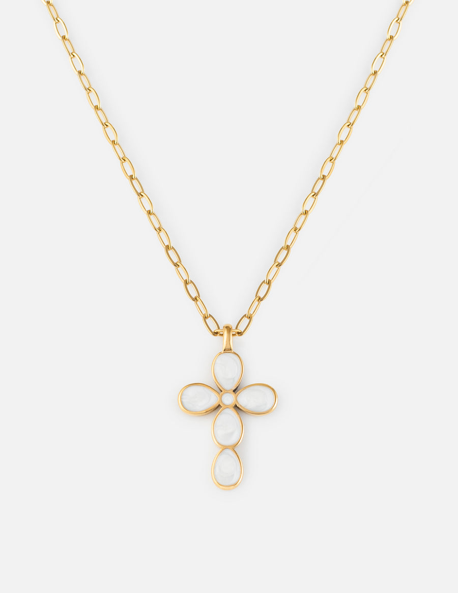 Elevated Faith Eternal Light Cross Paperclip Chain Necklace in official product photography