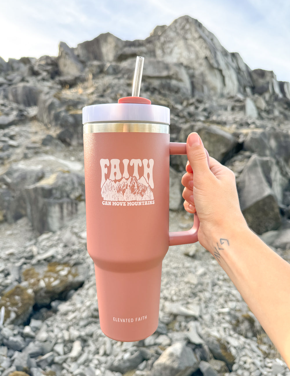 Faith Can Move Mountains 40 oz Tumbler | Elevated Faith