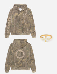 Freedom Hoodie Bundle The Sacrifice Camo Unisex Hoodie White Enamel Cross Ring