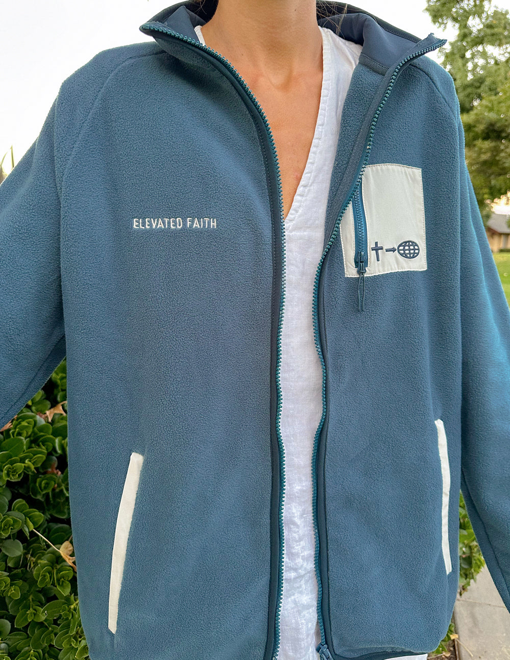 Full-Zip Blue Fleece Jacket | Outerwear | Elevated Faith