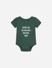 God Is Always With Me Green Onesie Christian Baby Clothing