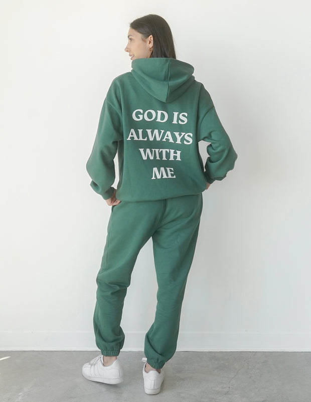 God Is Always With Me Green Unisex Hoodie Christian Sweatshirt