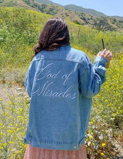God of Miracles Denim Jacket Christian Outerwear
