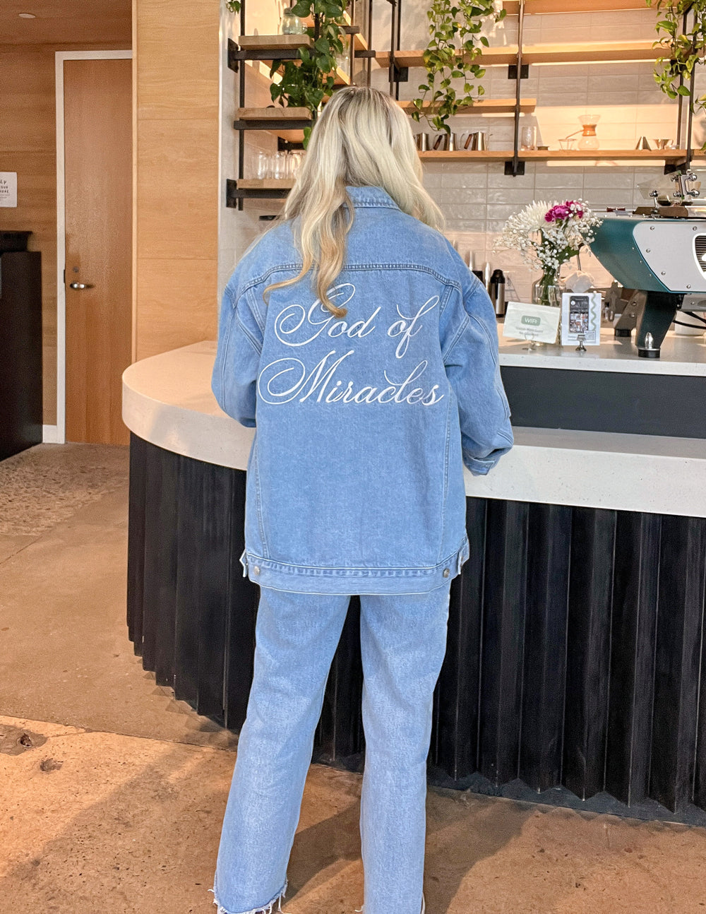 God of Miracles Denim Jacket | Trucker Jacket | Elevated Faith