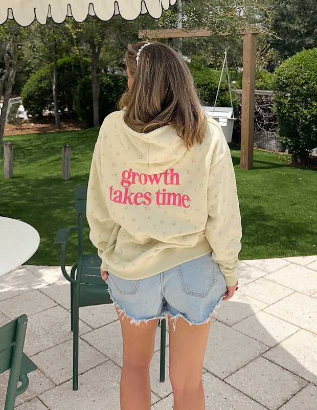Growth Takes Time Allover Floral Unisex Hoodie Christian Sweatshirt
