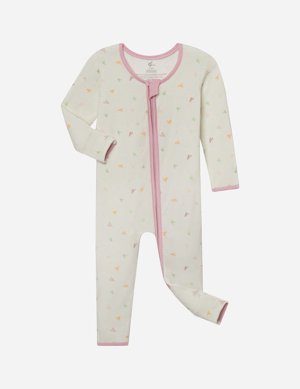 Heart Bamboo Convertible Footed Onesie Christian 2-Way Zip Baby Sleeper