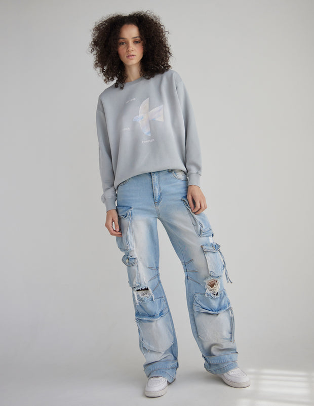 His Love Endures Forever Unisex Crewneck Christian Sweatshirt