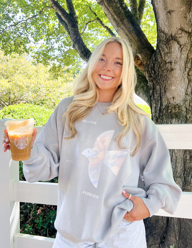 His Love Endures Forever Unisex Crewneck Christian Sweatshirt