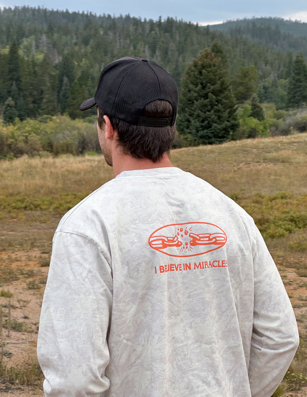 I Believe in Miracles Camo LS Heavyweight Tee Christian Long Sleeve