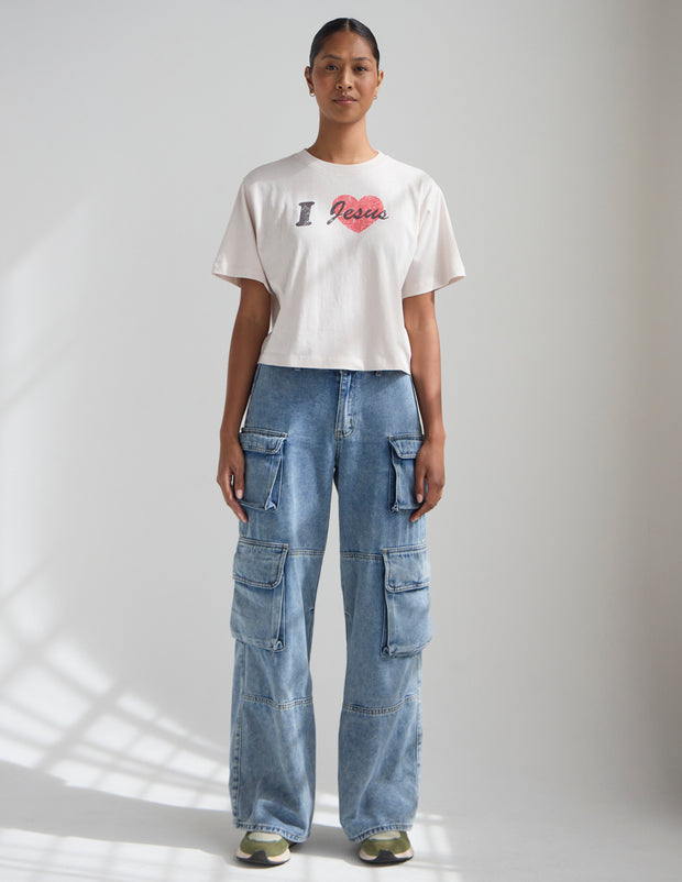 I Love Jesus Cropped Women's Tee Christian T-Shirt