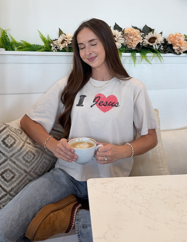 I Love Jesus Cropped Women's Tee Christian T-Shirt