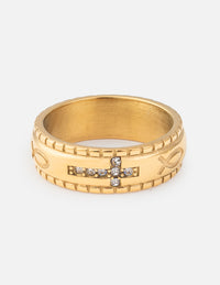 Jesus Fish Cross Gem Ring Christian Jewelry