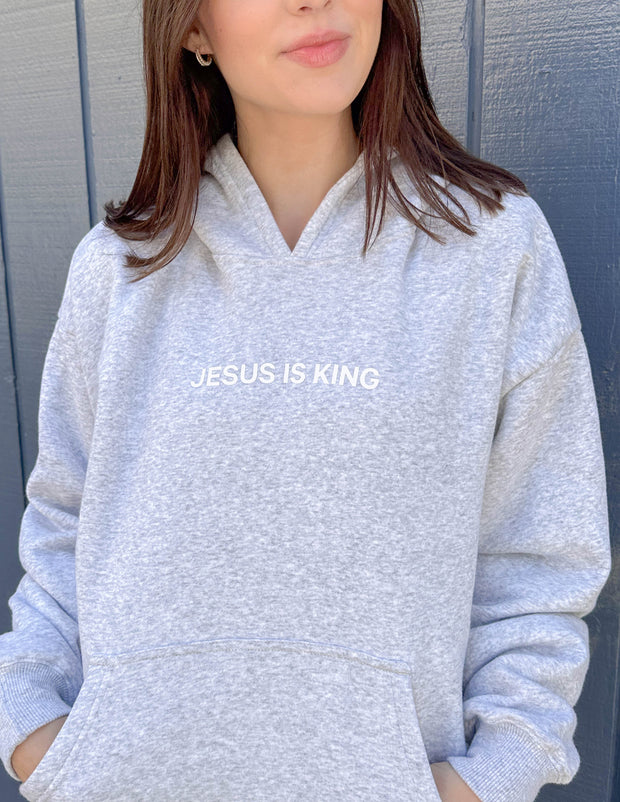 Jesus Is King Heather Grey Hoodie, Christian Hoodies