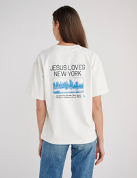 Jesus Loves New York Heavyweight Tee Christian Premium T-Shirt