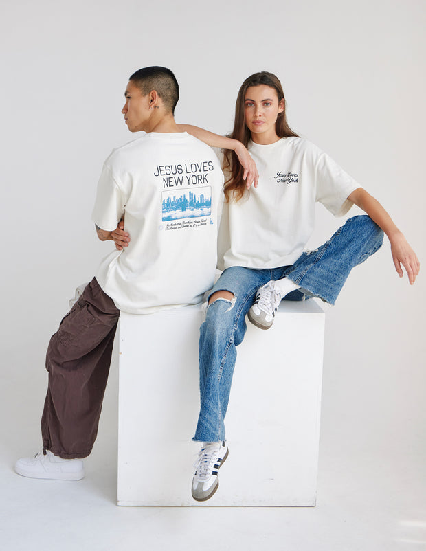 Jesus Loves New York Heavyweight Tee Christian Premium T-Shirt