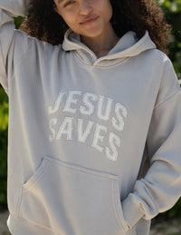 Jesus Saves Fog Grey Unisex Hoodie Christian Sweatshirt