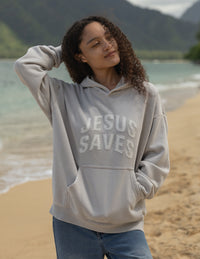 Jesus Saves Fog Grey Unisex Hoodie Christian Sweatshirt
