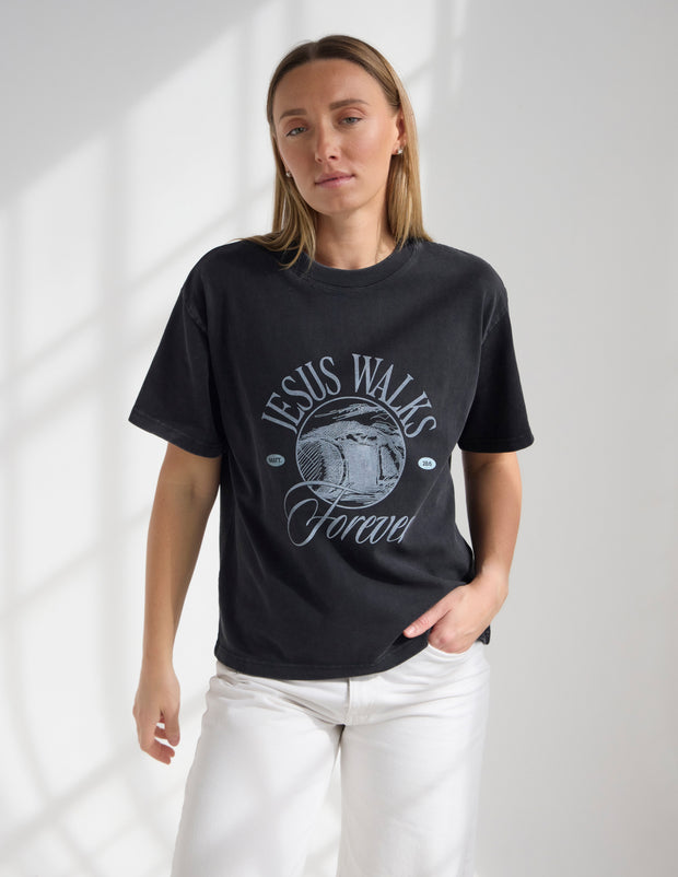 Jesus Walks Heavyweight Tee Premium Christian T-Shirt