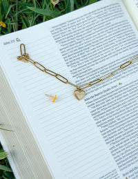 John 3:16 Heart Oversized Paperclip Chain Bracelet Christian Jewelry